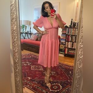 Amanda Uprichard 💗 pink summer midi dress. Size S. New w/o tags. No slip